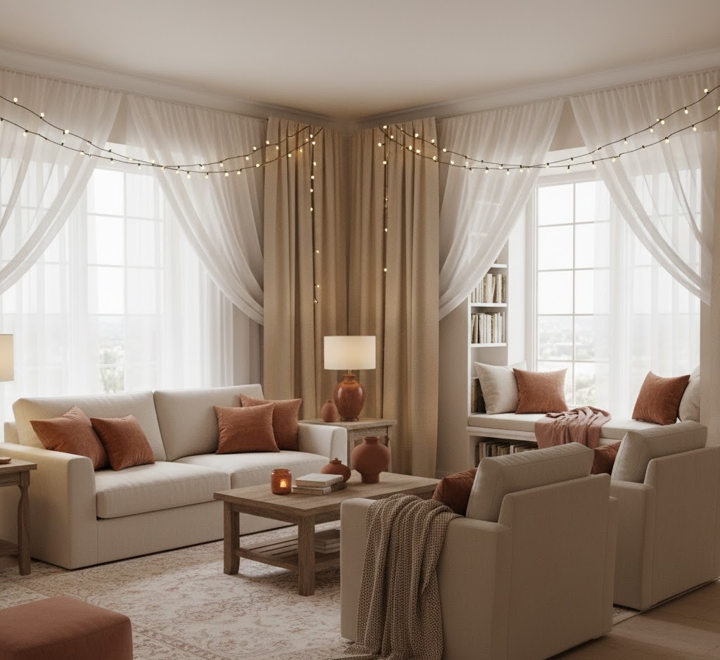 Living room with multiple seating areas